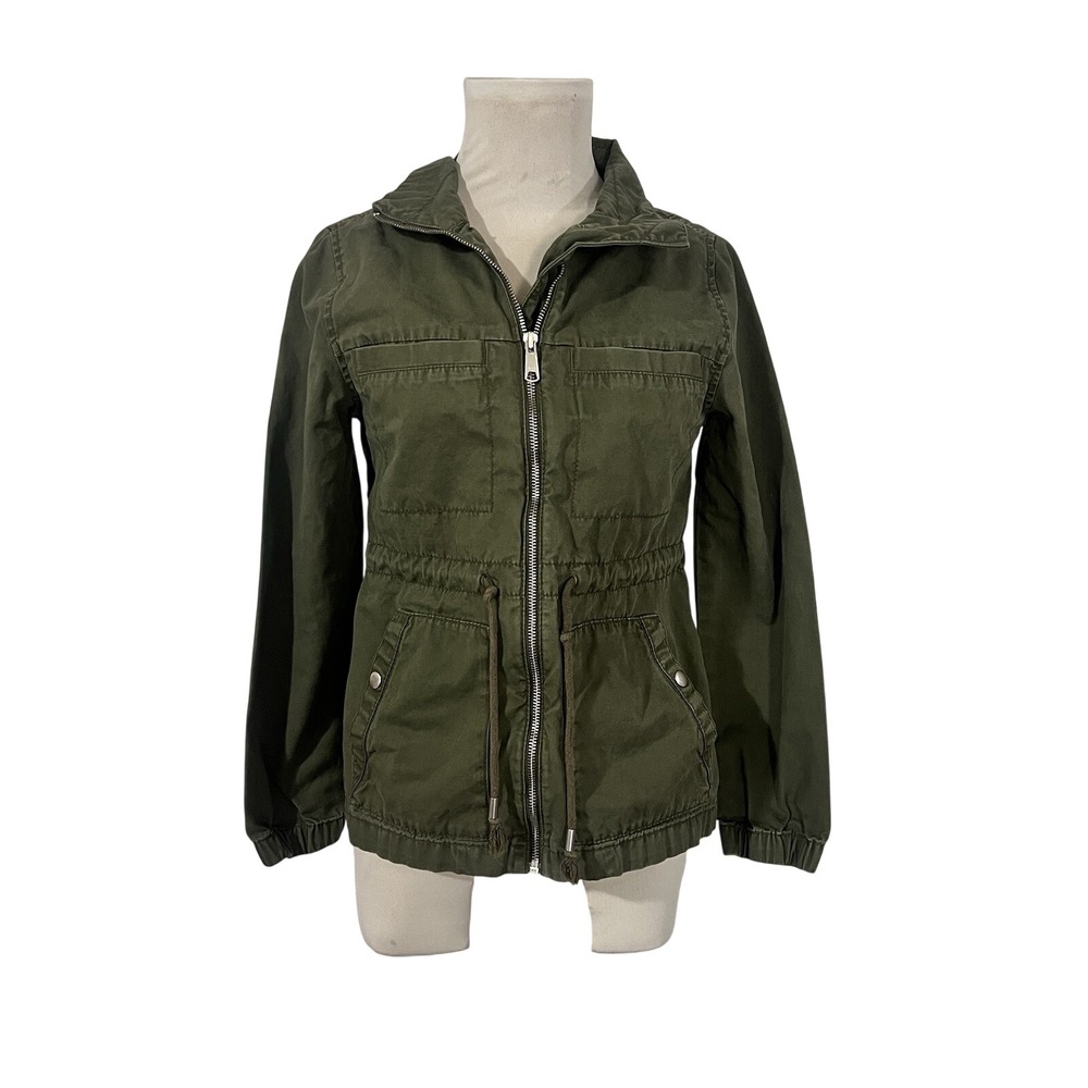 Old Navy Womens Olive Green Cotton Utility Field Jacket Zip Up XS Drawstring